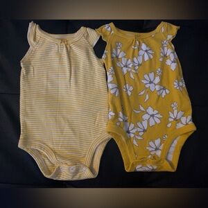 ❤️❤️ Simple Joys by Carter’s Yellow Floral Striped Onsie Bodysuits